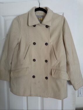 J. Crew Cream Double-Breasted Wool Peacoat